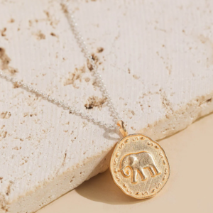Giving Necklaces - Gold elephant pendant on silver chain