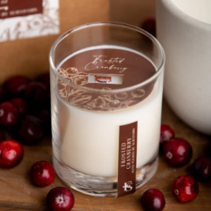 Frosted cranberry artisan candles